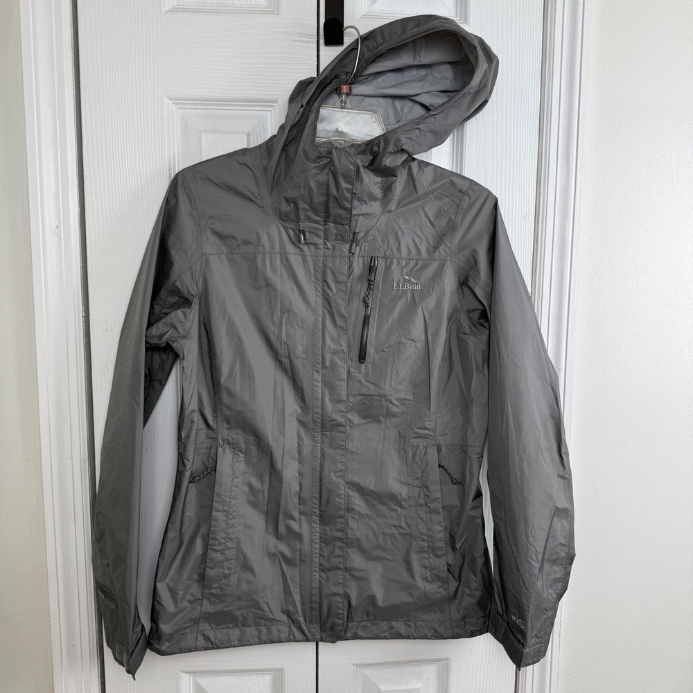 LL Bean Trail Model Rain Jacket Womens XS Gray TEK‎ Waterproof Hooded Shell